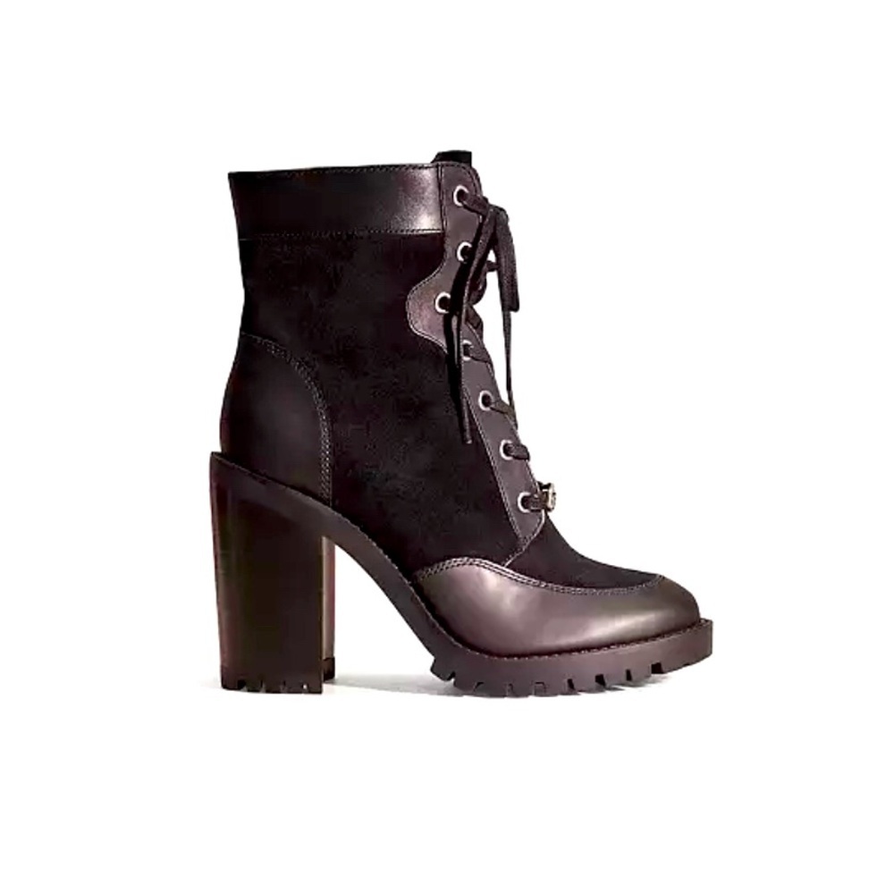 COACH BLACK LEATHER AND SUEDE HEELED ANKLE BOOTS SZ 9 NWT - Picture 3 of 6